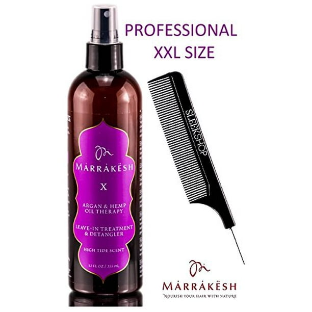 Marrakesh X Leave In Treatment Detangler With Argan Hemp Oil Therapy Spray Conditioner By Earthly Body With Sleek Steel Pin Tail Comb High Tide 12 Oz Xxl Pro Walmart Com