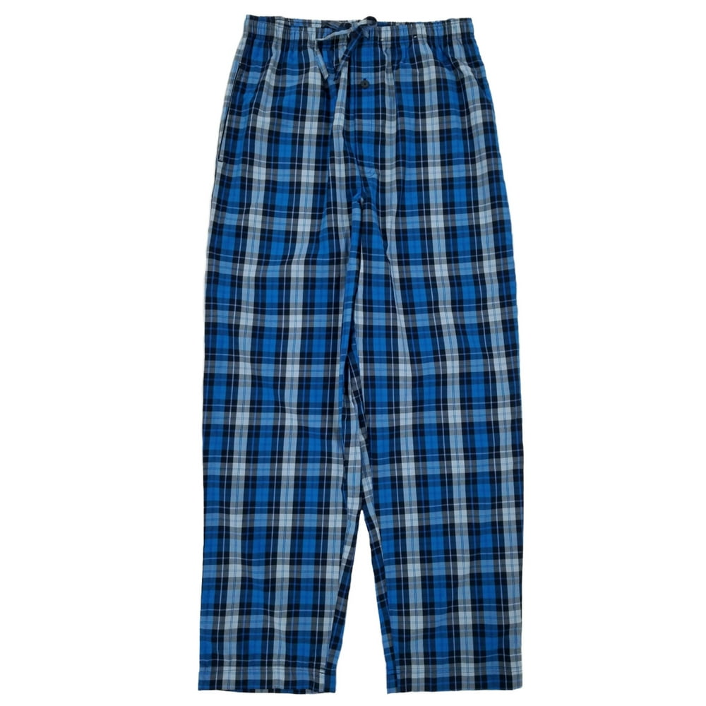 red and blue plaid pajama pants