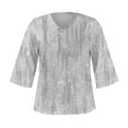 thumbnail image 4 of iHengLiXing Spring Tops for Womens Dressy Casual Women's Long Sleeve Summer V Neck Sexy Casual Regular Printed Blouse Gray M, 4 of 5