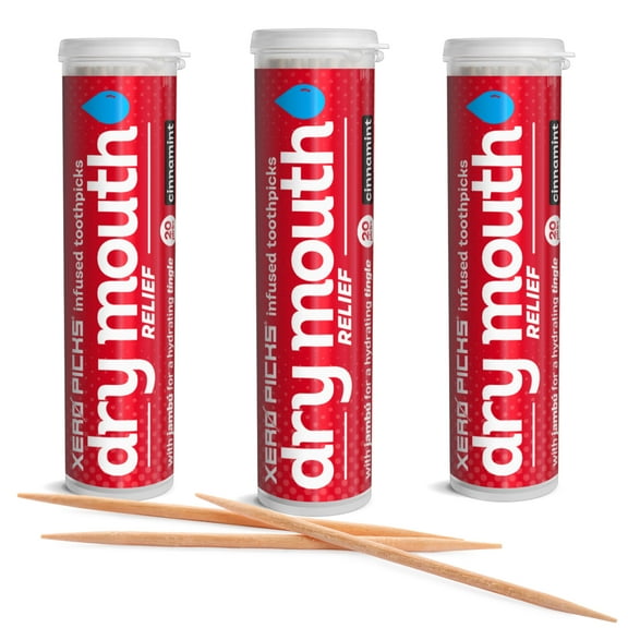 Xero Picks Dry Mouth relief - Cinnamint - Infused Flavored Toothpicks - 60 Picks - 3 Pack