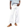thumbnail image 2 of Womens Casual Linen Wide Leg Pants Flowy Drawstring High Waist Palazzo Beach Vacation Trousers White L, 2 of 4