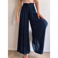 thumbnail image 4 of Pants for Women Casual Elastic Waist Wide Leg Pants with Pockets Navy Blue XXL, 4 of 7