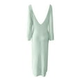 thumbnail image 5 of Women's Crochet Maxi Cover Up Dress, Long Sleeve, V Neck, Sexy Bodycon, Ideal for Beach Swim Vacation, 5 of 5