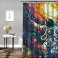 thumbnail image 2 of Orinice Spaceman Sun Flower Bathroom Decor Set, Colorful Luxurious Graphic Print Polyester Fabric Fashion Shower Curtain Set with Hooks, 100% Polyester Washable Shower Curtain 60x72, 2 of 7