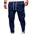 thumbnail image 1 of Pantalones de chándal con múltiples bolsillos para hombre, ropa de calle informal de gran tamaño, color sólido, 2021, 1 of 5