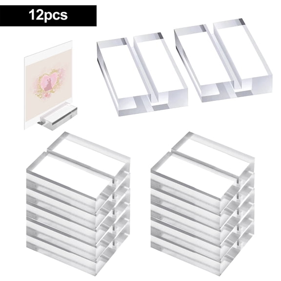 12pcs Place Card Holder Display Stands, EEEkit 1.2" Acrylic Card Holders for Wedding Place Cards Table Numbers Product Labels Slotted Card Stands