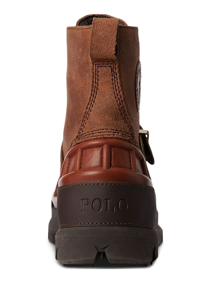 POLO RALPH LAUREN Mens Brown Mixed Media Lug Sole Pull Tab  display picture 3