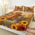 thumbnail image 3 of Manfei Kawaii Scarecrow Child Twin Sheet Sets, Farmhouse Harvest Sunflower Twin Fitted Sheet, Orange Pumpkin Flat Sheet, Ultra Soft Home Decor, 3pcs, 3 of 7