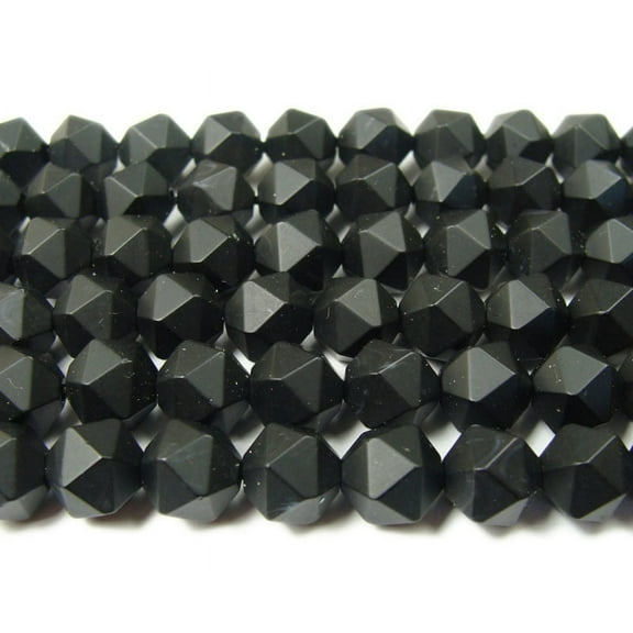6mm 15.5 Inches Black Matte Diamond-Cut Glass Beads For Jewelry Making