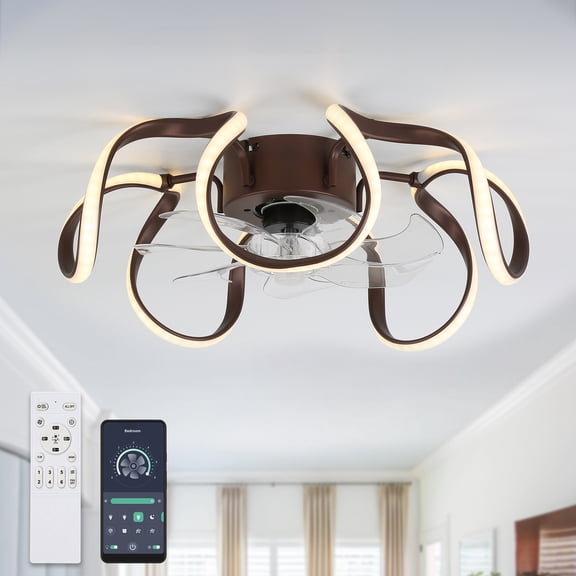 20Inch Modern Low Profile Ceiling Fan, 6-Speed Reversible Ceiling Fan with Dimmable Light APP Control and Remote Control