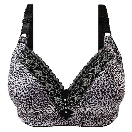

Bigersell Women Padded Sports Bra Women Leopard Bra Wire Free Underwear 1 Piece Bra Everyday Underwear Short Size Girls Bra Style 2333 Gray 40B