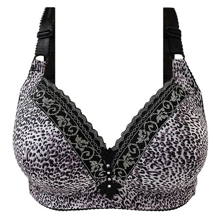 

KBKYBUYZ Women s Leopard Bra Wire Free Underwear One-Piece Bra Everyday Underwear