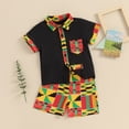 thumbnail image 3 of Okbabeha Toddler Baby Boy African Outfits Clothes Kente Dashiki Ankara Button Down Shirt+Shorts Summer Clothing, 3 of 7