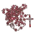 thumbnail image 2 of Multi Faceted Crystals Rosary - 8mm Crystal Rosary with Silver Tone Alpaca chain, Holy Land Soil and special Crucifix (Pink), 2 of 3