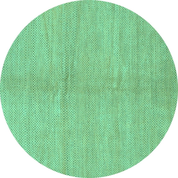 Ahgly Company Machine Washable Indoor Round Abstract Turquoise Blue Modern Area Rugs, 4' Round