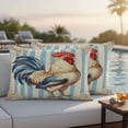 thumbnail image 4 of Vintage Rooster Outdoor Waterproof Pillow Covers, Striped Farmhouse Animals Watercolor Decorative Rectangle Throw Pillowcase Sofa Cushion Sham for Patio/Couch/Chair, 20"x12" 2 Pack, 4 of 8