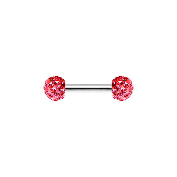 Pair of Nipple Rings Piercing Barbell w/ Ferido CZ Gem Ends - 9 Colors Available