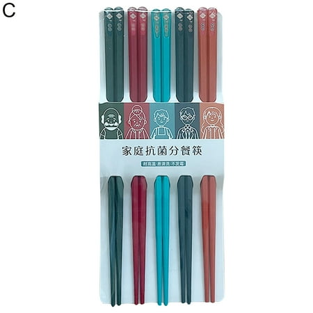 

VERMON Fiberglass Chopsticks 5 Pairs Dining Easy to Clean Useful Fashion Male Female Pattern Chinese Chopsticks