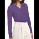 thumbnail image 2 of Camisas de Mujer de Larga, Informales, de Negocios, con Cuello en V, Suéter de Punto Acanalado, Blusas Ajustadas. Púrpura M, 2 of 5