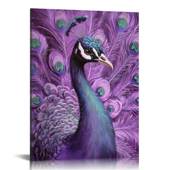Patifu Peacock Feathers Print On Canvas Wall Art Decor for Living Room Bedroom Home Office 12x16 in