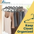thumbnail image 4 of Velvet Skirt Hangers – with Adjustable Clips, 360 Degree Swivel Hook, and Non-Slip Shoulder Notch, Holds Up to 10 lbs, for Organizing Skirt, Pants, Dress, and Clothes, Gray, 4 of 4