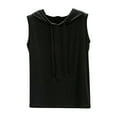 thumbnail image 2 of Black Womens Tops Women's Summer Sleeveless Hooded Tank Top T Shirt for Athletic Relaxed Breathable Shirts for Women, 2 of 6