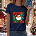thumbnail image 6 of idosla Merry Christmas Shirts for Women Xmas Buffalo Plaid Tree Shirt Top Short Sleeve Casual Graphic Print T Shirt (Navy, 3XL), 6 of 8