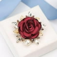 thumbnail image 4 of Elegant Rose Flower Brooch Pin for Women Men Wedding Party Gentleman's Essentials Handmade Crystal Pearl Fabric Flower Lapel Pin Dress Suit Accessories Boutonniere Ideas Gift, 4 of 11