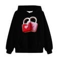 thumbnail image 5 of Girls Heart Lock Print Hoodie Pullover Valentine's Day Cute Soft Kids Sweatshirt 3-14 Years,Size 7-8 T, 5 of 5