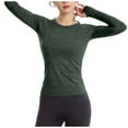 thumbnail image 6 of jobturf Womens Long Sleeve Shirts Fall Winter Fashion Slim Fitted Blouses Solid Color Crew Neck Basic Tees Soft Comfy Warm Base Layer Tops, 6 of 8