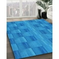 thumbnail image 3 of Ahgly Company Machine Washable Indoor Square Transitional Neon Blue Area Rugs, 8' Square, 3 of 7