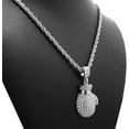 thumbnail image 5 of Hip Hop Iced Silver Plated Cubic Zirconia Boxing Glove Pendant & 4mm 24" Rope Chain Fashion Necklace Set Perfect Gift, 5 of 5