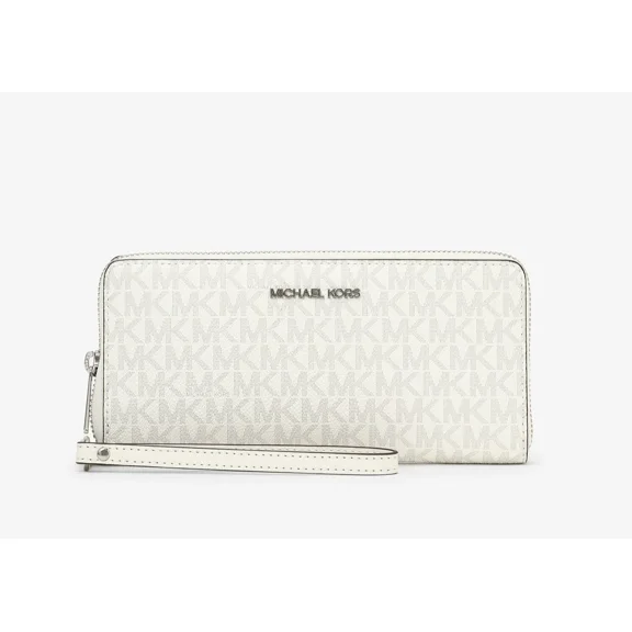 Michael Kors Jet Set Travel Large Travel Continental Wristlet Wallet Optic White