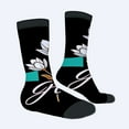 thumbnail image 2 of Unisex Trendy Floral Socks - 2 Pairs Teal Background with White Flowers & Yellow Centers Perfect for All Seasons, 2 of 5