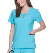 Women's Fashion Collection V-Neck Scrub Top with Zipper Detail