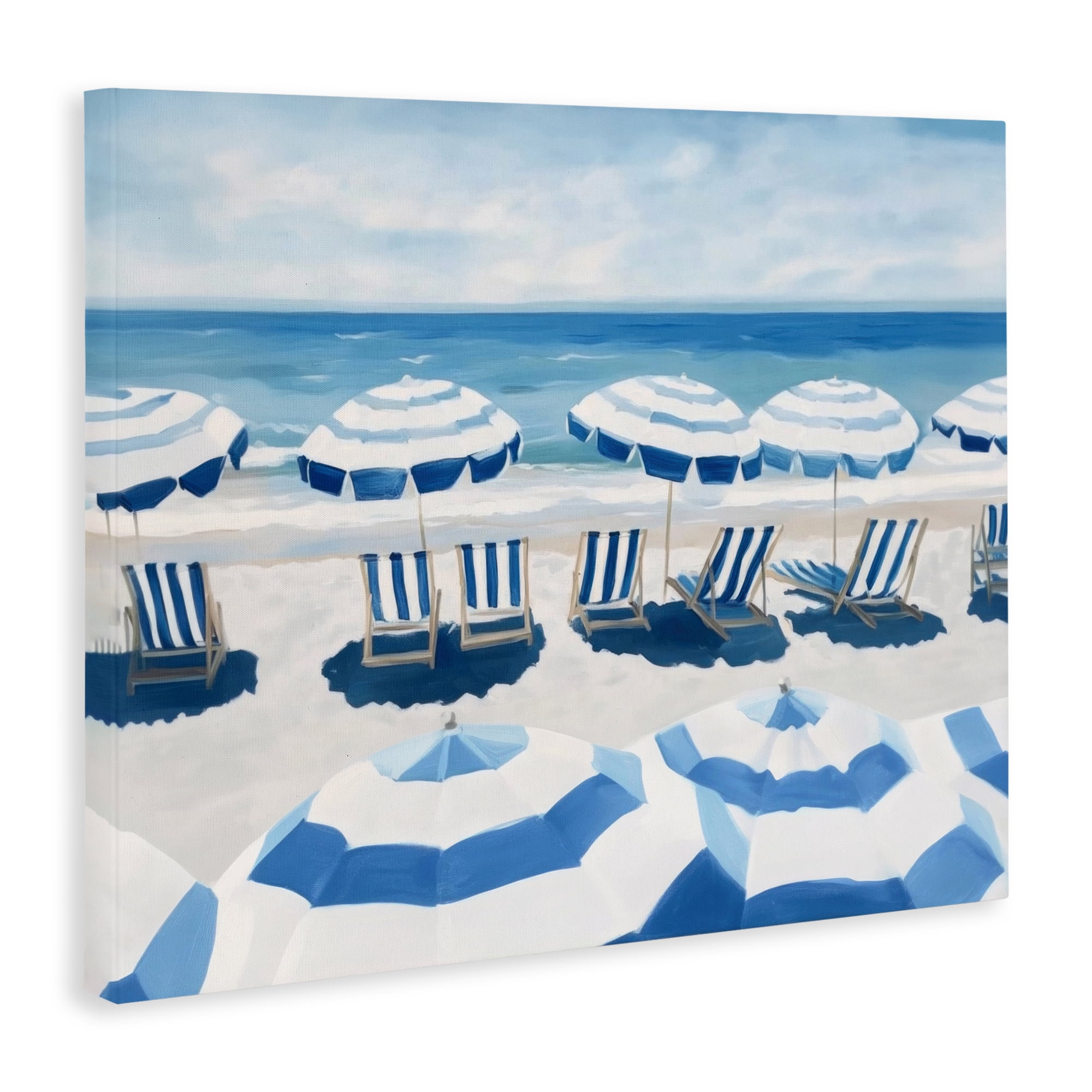 Stupell Industries Beach Nice Blue Striped Umbrellas Canvas Wall Art, design by Sisi and Seb