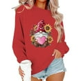thumbnail image 6 of Women Valentines Day Gnome Sweatshirt Sunflower Graphic Pullover Long Sleeve Crew Neck Tops Heart Print Casual Holiday Shirts, 6 of 6
