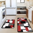 thumbnail image 4 of Red Black White Geometric Kitchen Rugs - Modern Decoration Style Non-Slip Absorbent Sink Mats, Waterproof Runner Rug for Laundry Room, Set of 2 (17x30+17x48), Adds Bold Patterns, 4 of 6