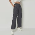 thumbnail image 5 of Women's Corduroy High Waist Pants, Multi-Pocket Straight Leg Wide Leg Trousers, Fall Casual Comfort Fit Pant for Daily Wear and Various Occasions Dark Gray, 5 of 9