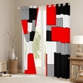 thumbnail image 3 of Geometric Curtains & Drapes Rectangle Square Pattern Gray White Red Black 30%-50% Blackout Curtains,Modern Abstract Geometry Window Curtains Color Block Grid Curtains 38"Wx45"L, 3 of 5