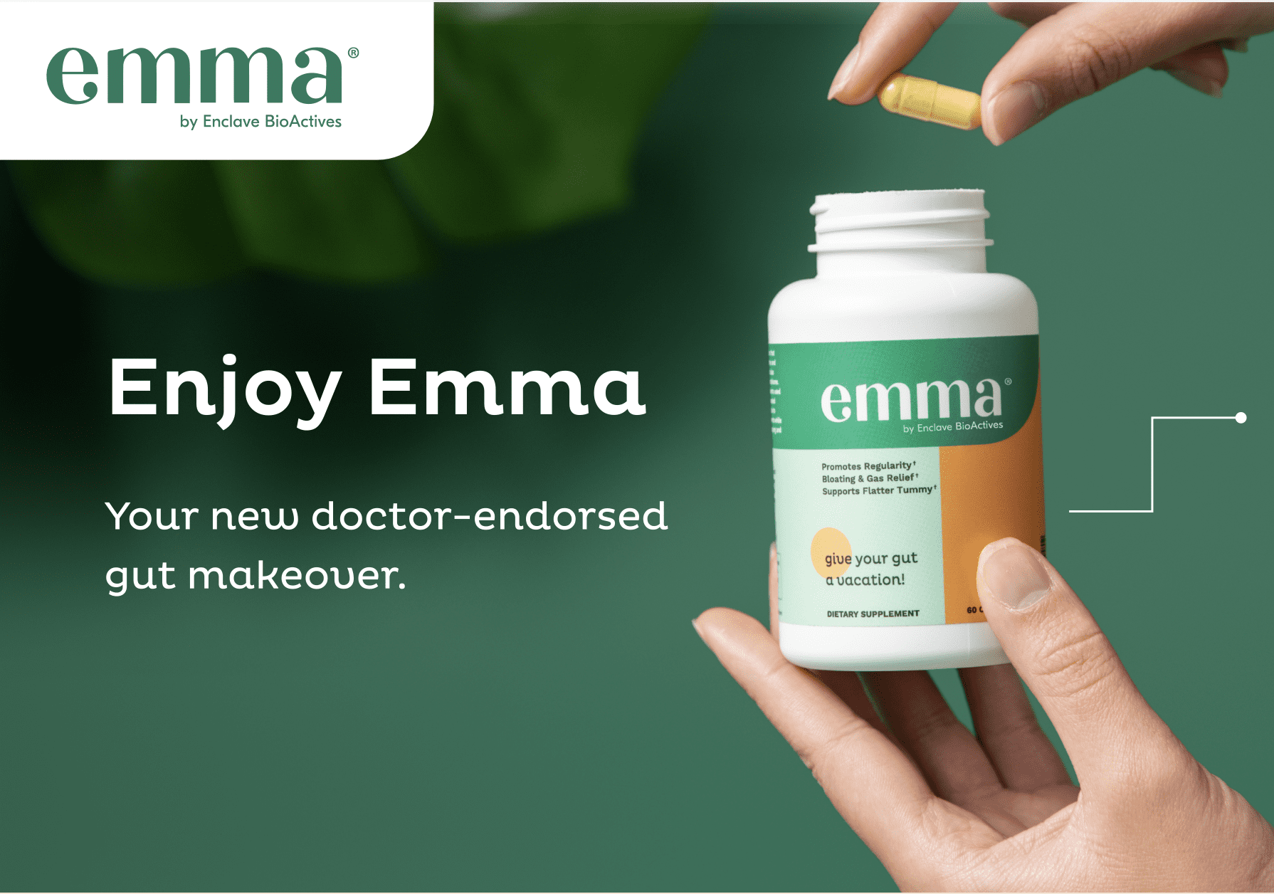 Emma Relief Gut Health - Gas And Bloating Relief, Constipation, Leaky Gut Repair - 60 capsules