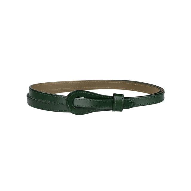 Cinturón delgado de cuero sintético INSPIRE CHIC para mujeres, jeans, pantalones de vestir, cinturones de cintura delgada de 0.55 pulgadas de ancho verde oscuro