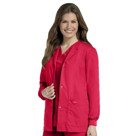 Landau Essentials Relaxed Fit 4-Pocket Snap-Front Scrub Jacket for Women 7525