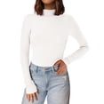 thumbnail image 1 of Remera PRETTYGARDEN para Mujer Cuello Alto Ajustada de Canalé Blanca Talle M, 1 of 8