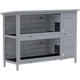 thumbnail image 1 of PawHut 2 Tier Rabbit Hutch Bunny Pet House Wooden Coop Run Grey, 1 of 10