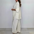 thumbnail image 5 of tasrioml Casual 2 Piece Outfit for Women Long Sleeve Button Down Shirt Wide Leg Pants Set Summer Pleated Loungewear Matching Suit, 5 of 7