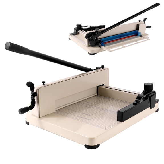 Multi-Scenario Application  400 Sheets Heavy Duty Paper Cutter, 12" Guillotine Paper Trimmer,  White, Scrap Booking Cutting Tools Durable High Speed Steel Cutter Blades, for Office, Copy Shop