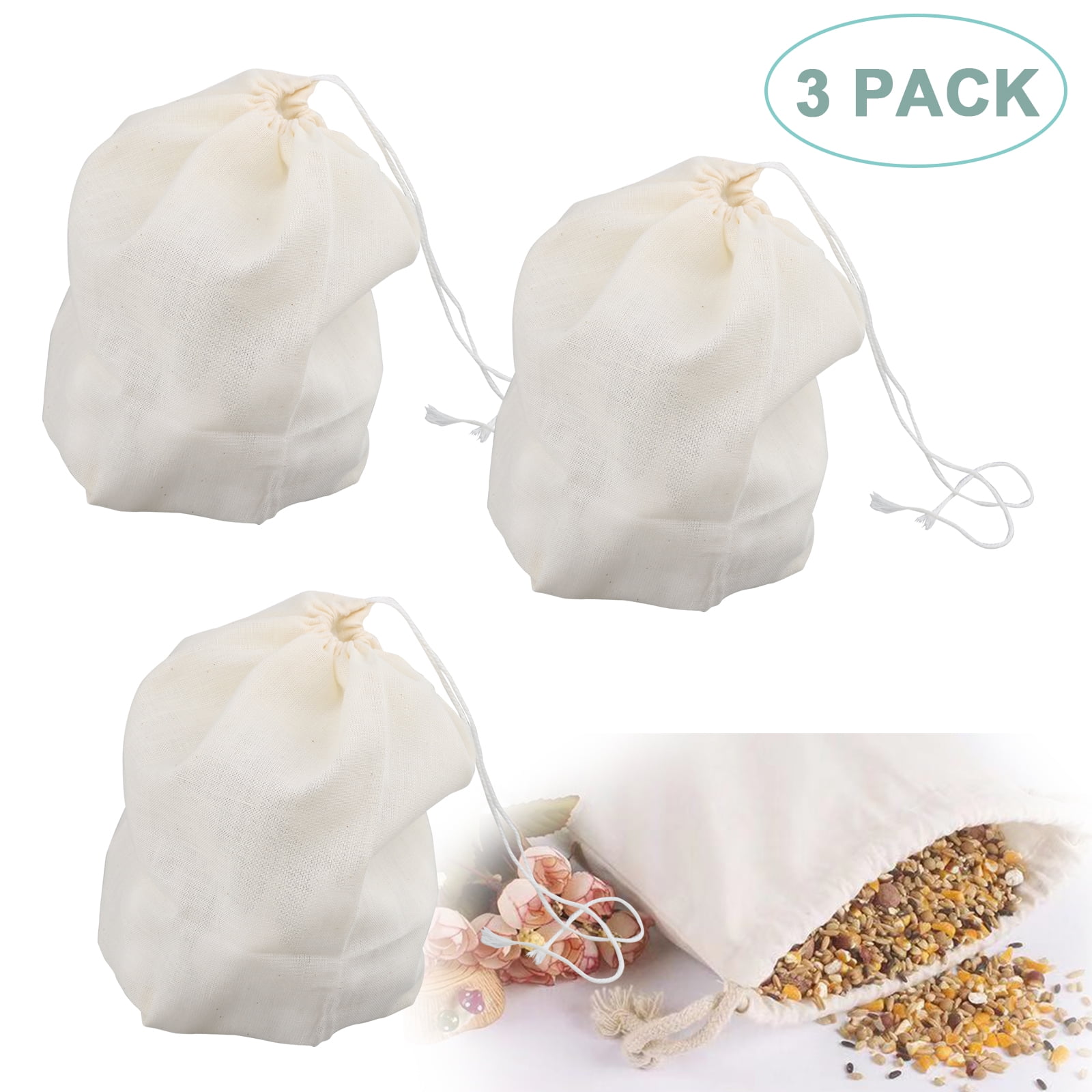 EEEkit 3Pack Nut Milk Bags, All Natural Cheesecloth Bags,20*25cm/8x10in