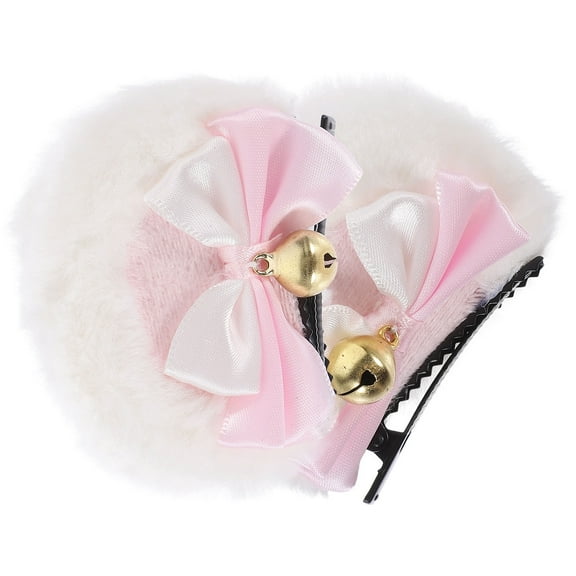 MUSEYA 1 Pair Bowknot Hairpin Bear Ear Headdress White Cute Accessories for Ladies