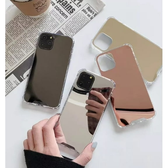 Colored Mirror Plating Apple iPhone 14 Pro Case (Rose Gold) Soft TPU Shockproof and Scratch Resistant Clear Bumper Protection Cover